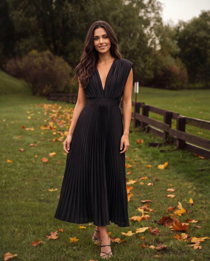 Anastasia Sleeveless Pleated Maxi Dress