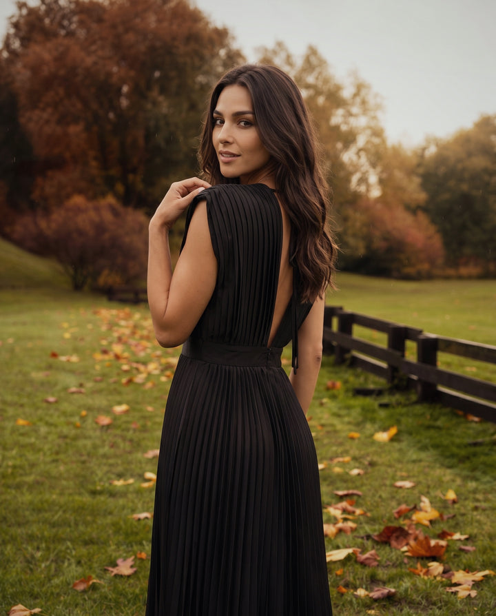 Anastasia Sleeveless Pleated Maxi Dress