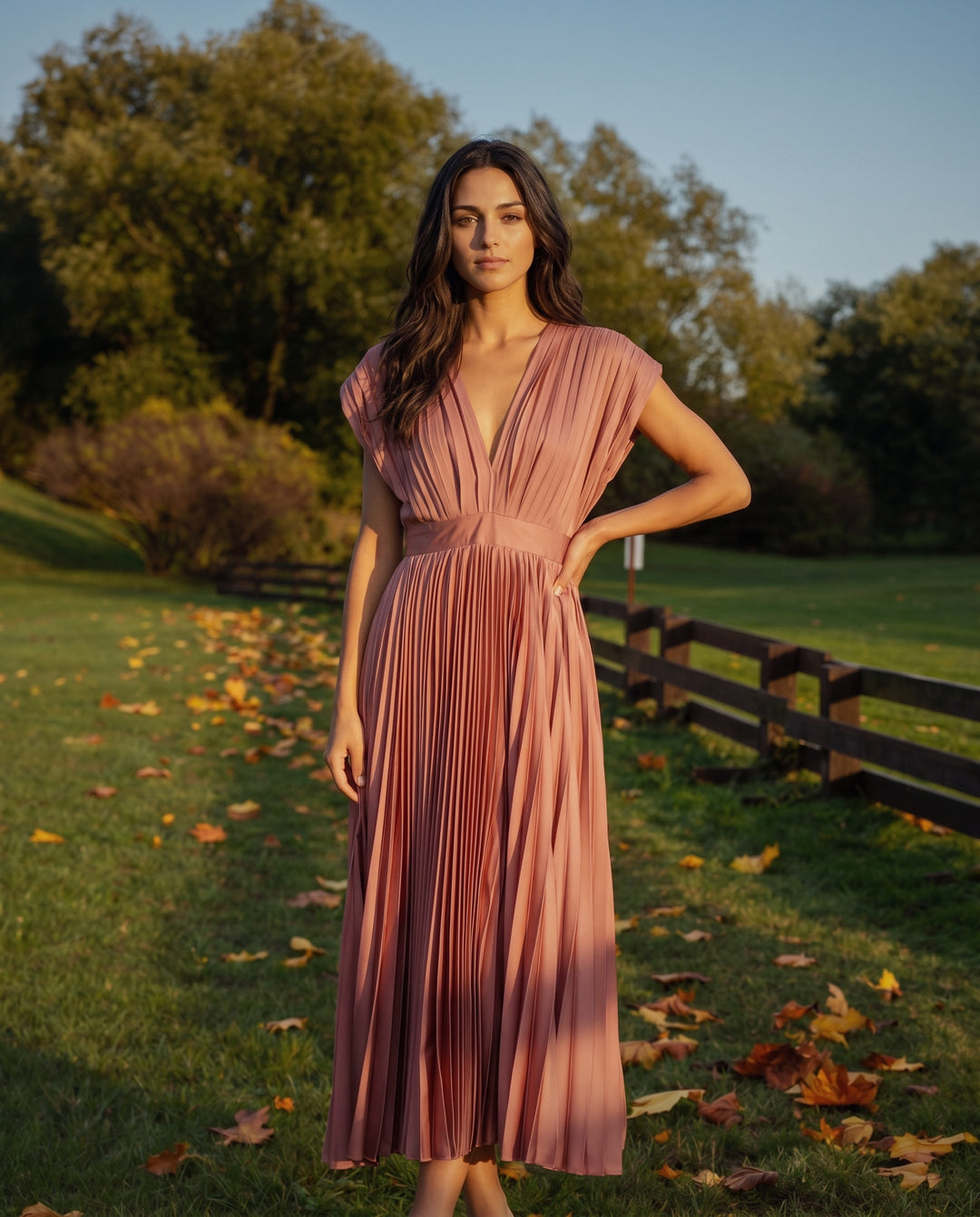 Anastasia Sleeveless Pleated Maxi Dress