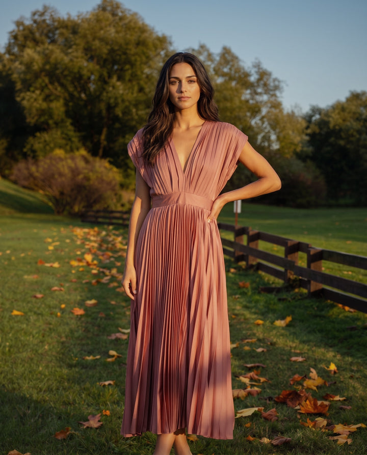 Anastasia Sleeveless Pleated Maxi Dress