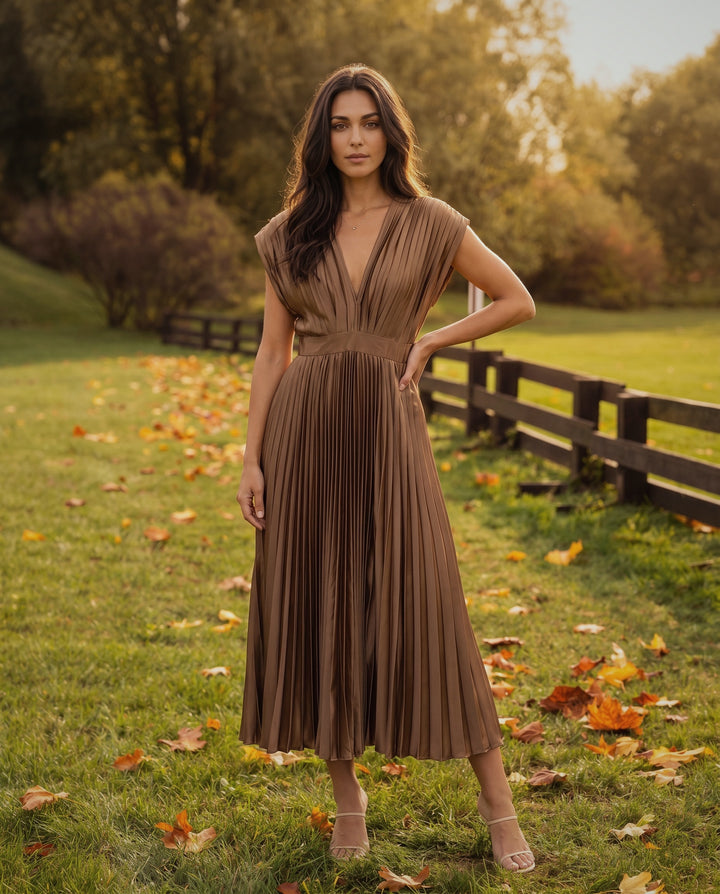 Anastasia Sleeveless Pleated Maxi Dress