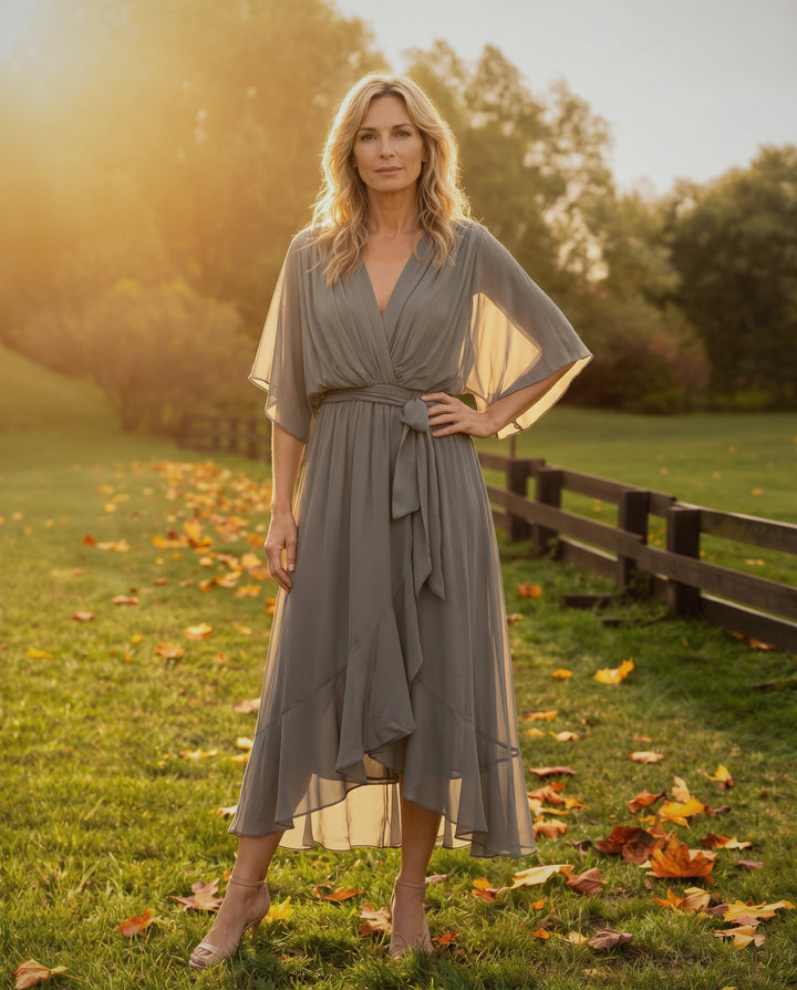 Sandra Chiffon V-Neck Dress