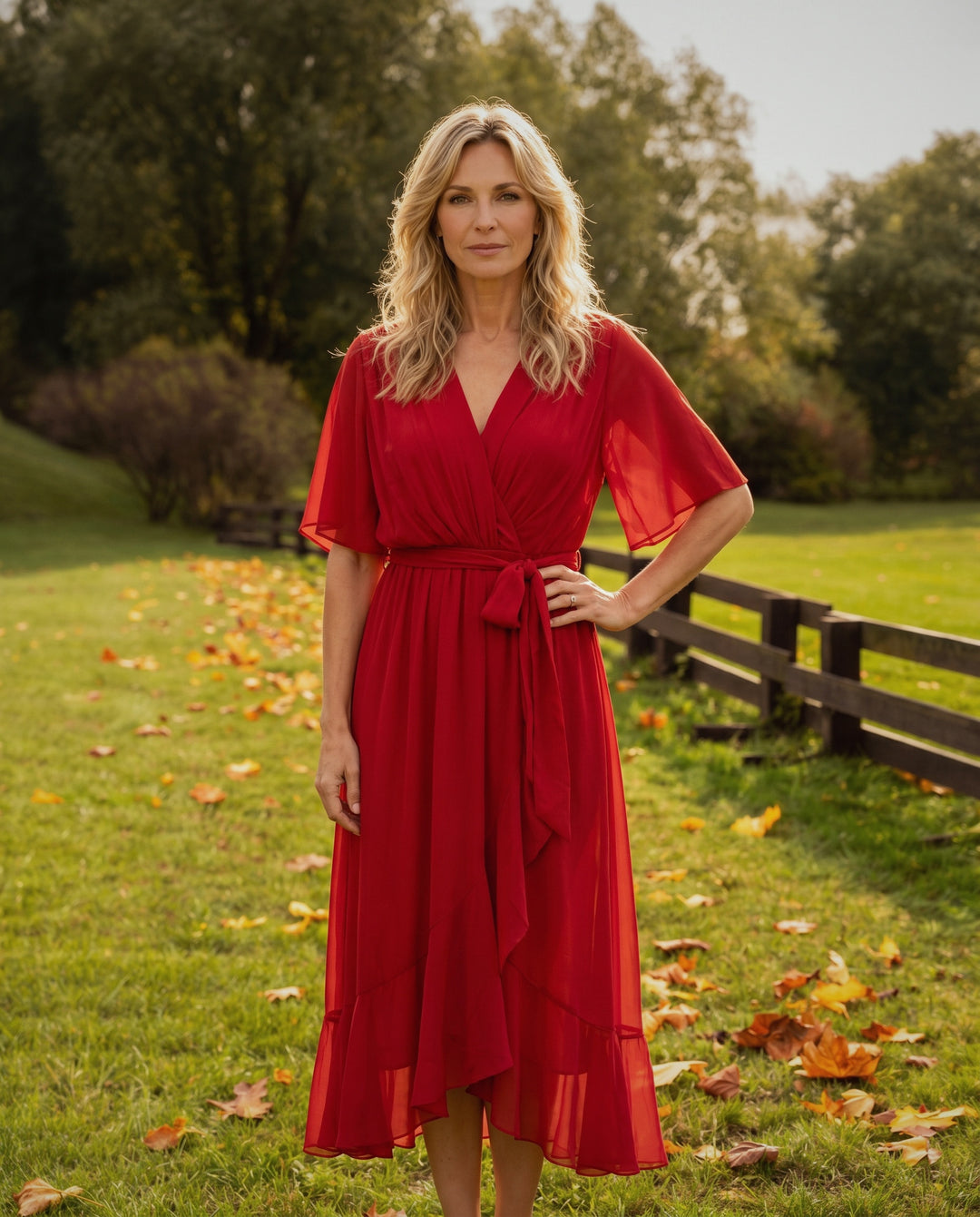 Sandra Chiffon V-Neck Dress
