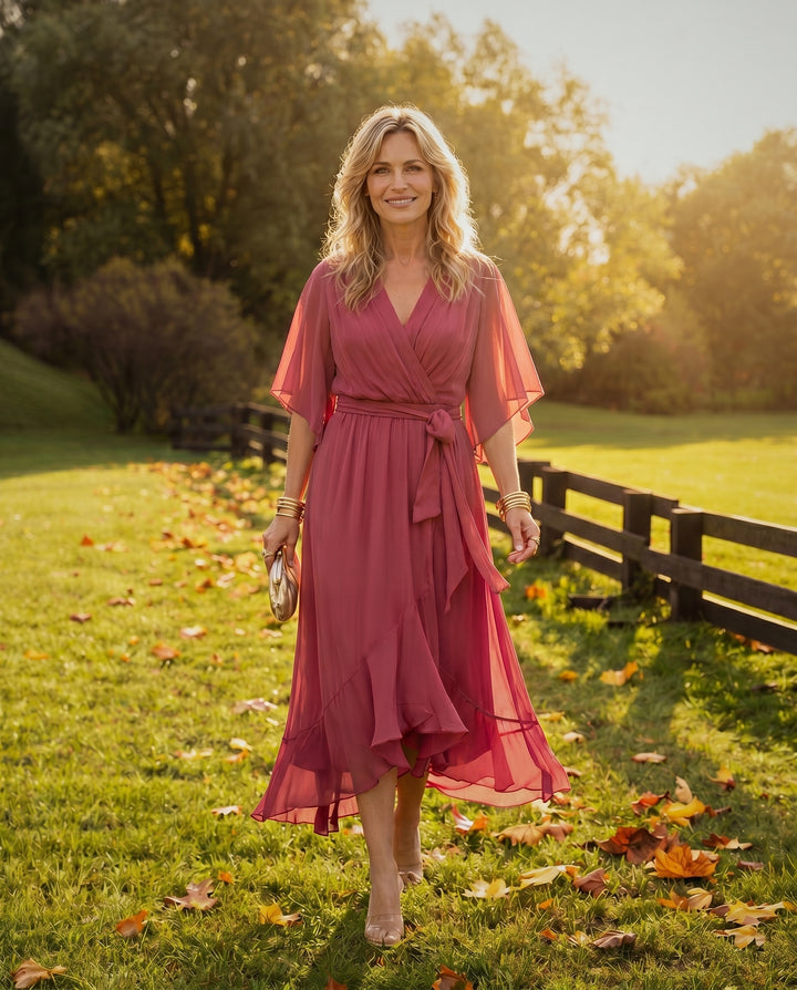Sandra Chiffon V-Neck Dress
